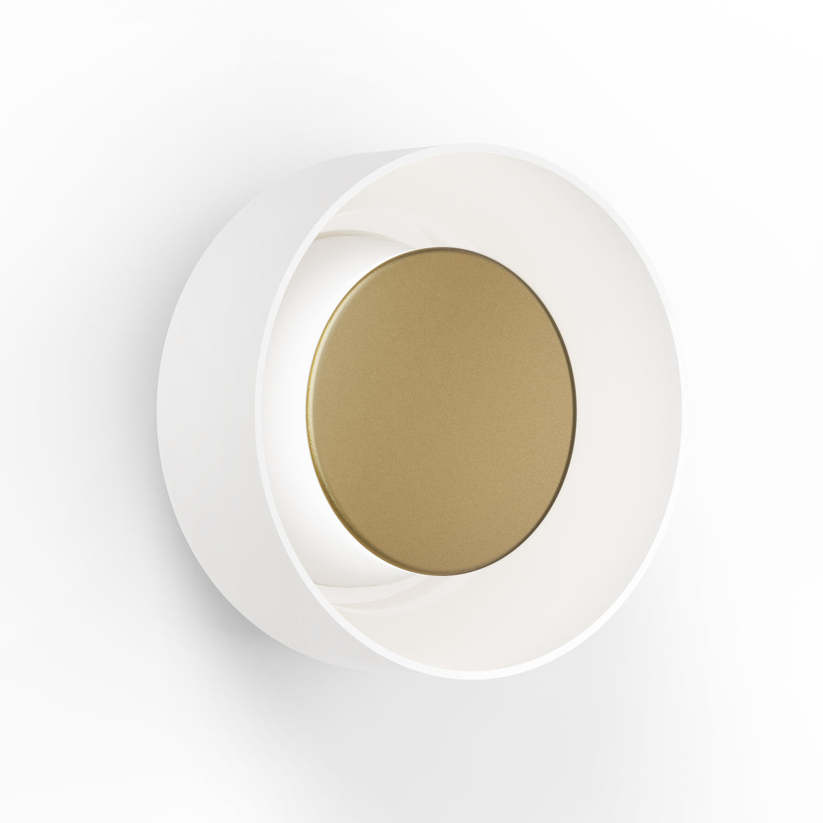 Pablo Totem Puck LED Wall/Ceiling Light in White Canopy, Brass Face Plate