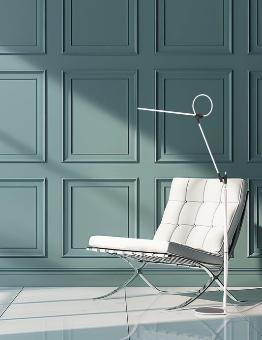 Pablo Designs Superlight LED Floor Lamp shown in a furnished interior
