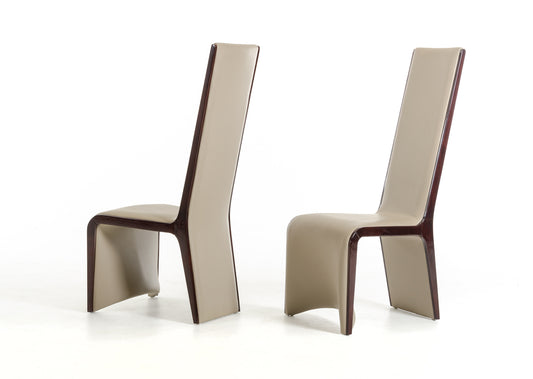 Modrest Pacer Modern Taupe and Ebony Dining Chair Set of 2