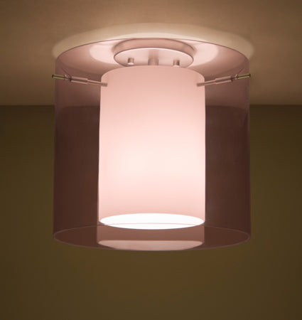 Besa Pahu 12 semi-flush – Amethyst/Opal glass, Satin Nickel, lit