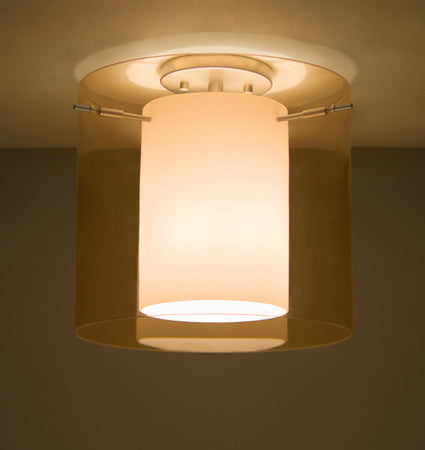 Besa Pahu 12 semi-flush – Armagnac/Opal glass, Satin Nickel, lit