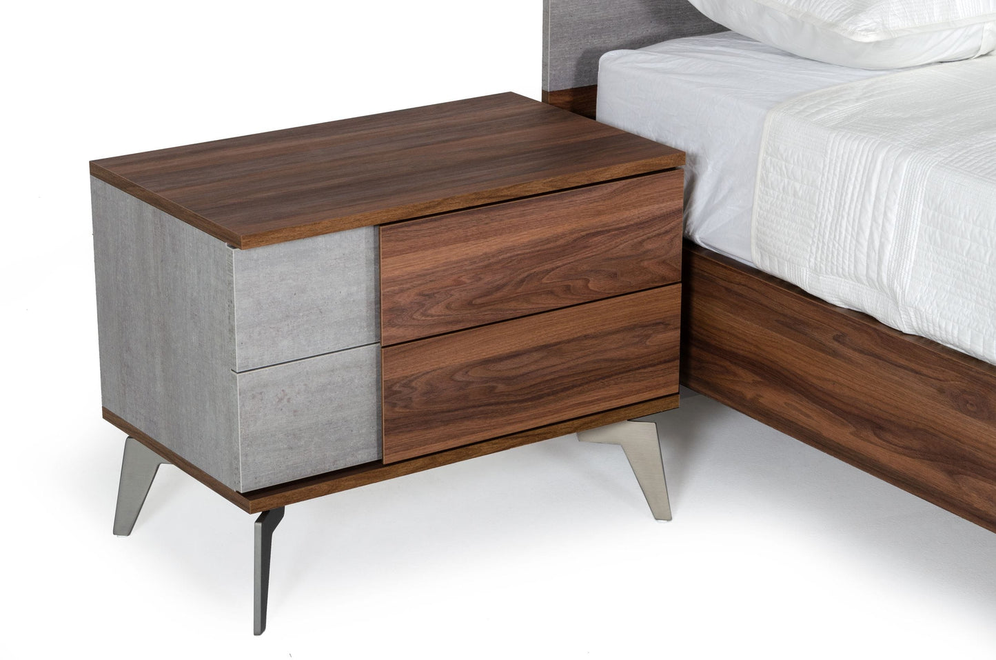 Nova Domus Palermo Modern Italian Faux Concrete and Walnut Nightstand