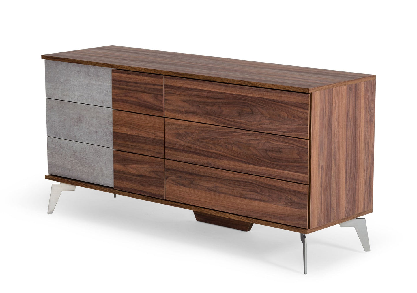 Nova Domus Palermo Modern Italian Faux Concrete and Walnut Dresser