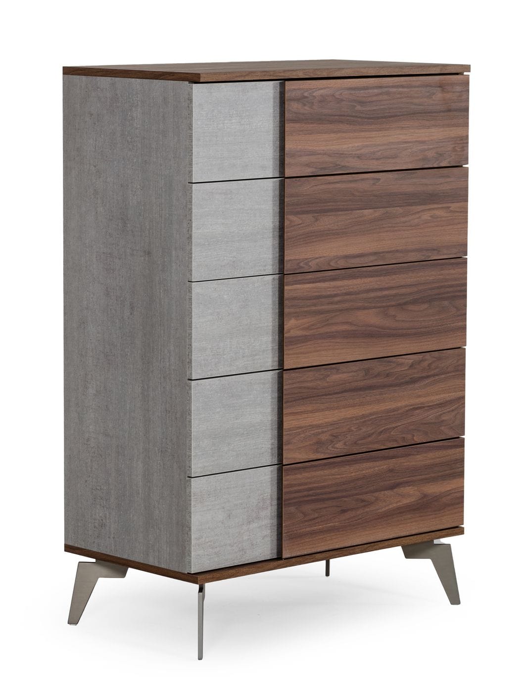 Nova Domus Palermo Italian Modern Faux Concrete and Walnut Chest