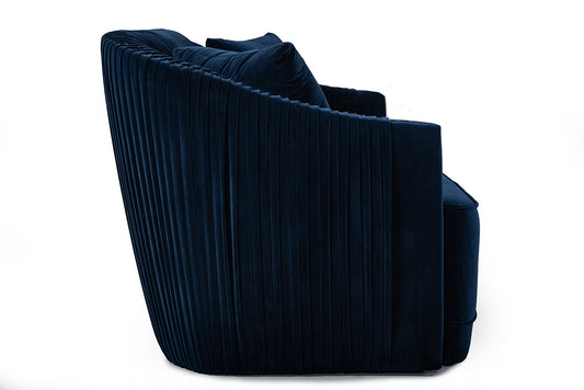 Divani Casa Palomar Modern Blue Velvet and Brass Sofa