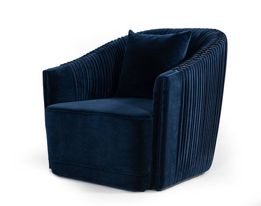 Divani Casa Palomar Modern Blue Velvet and Brass Accent Chair