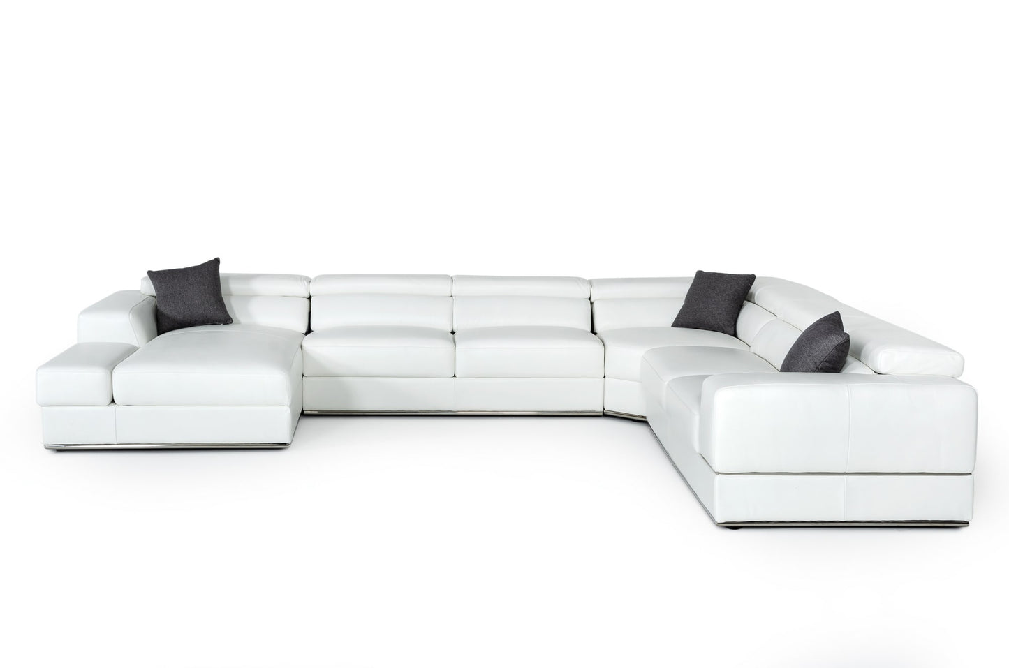 Divani Casa Pella Modern White Italian Leather U Shaped Sectional Sofa