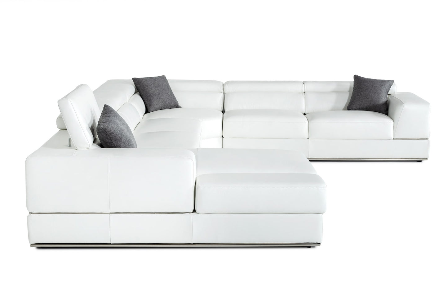 Divani Casa Pella Modern White Italian Leather U Shaped Sectional Sofa