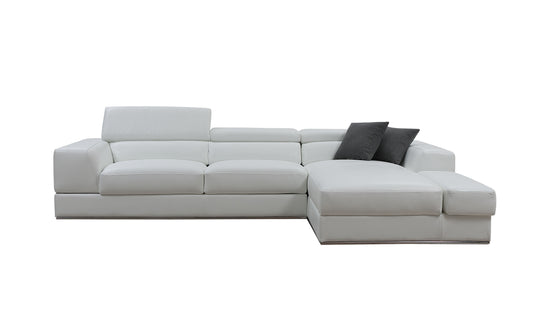 Divani Casa Pella Mini Modern White Leather Right Facing Sectional Sofa