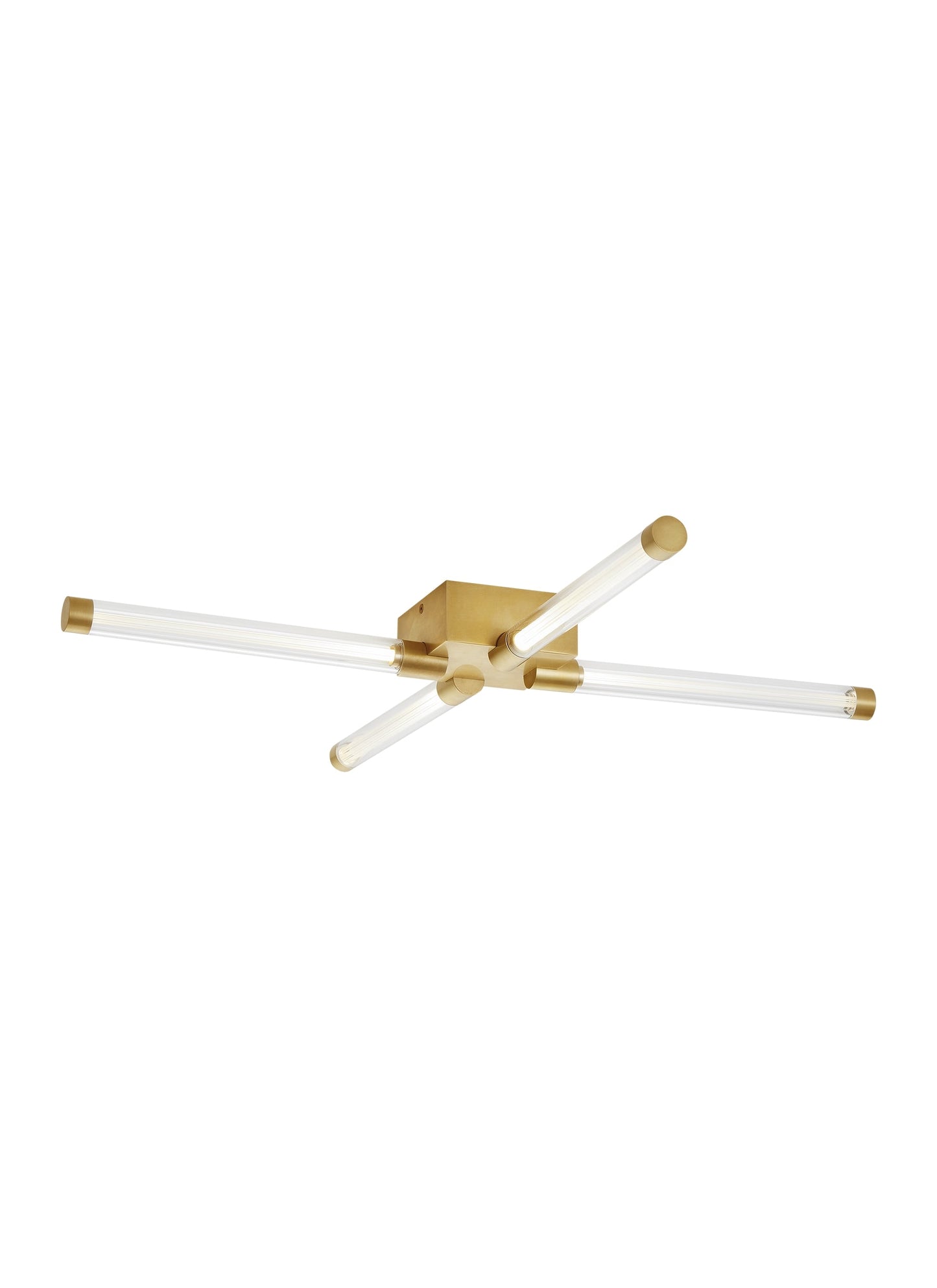 Visual Comfort Phobos 28 Inch Wide Geometric Flush Mount Natural Brass