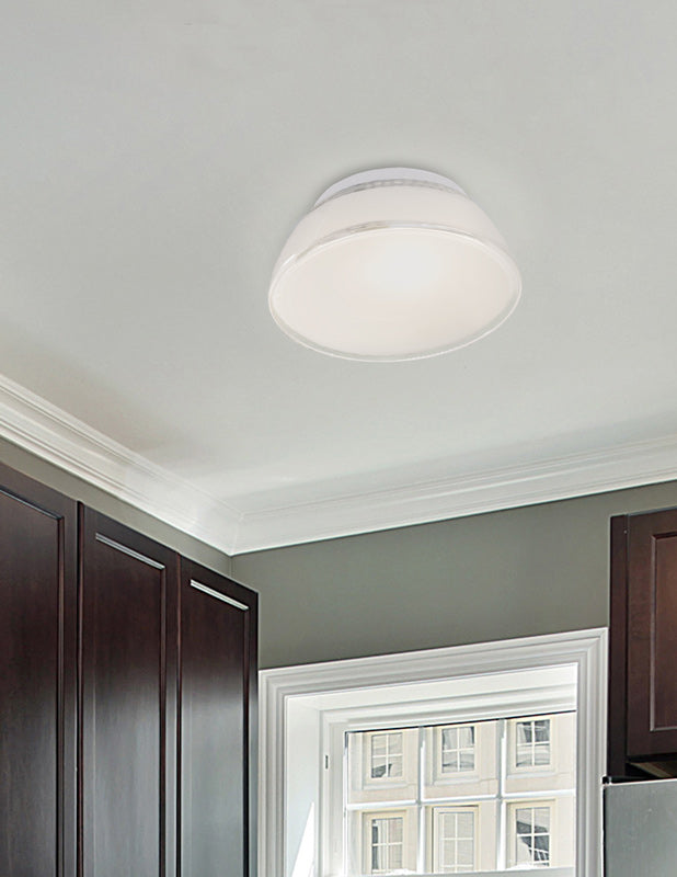 Besa Pica 11 White Sand flush mount on a hallway ceiling, room view