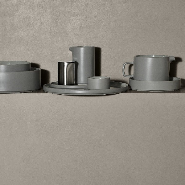 blomus Pilar Serving Bowls Medium Bowl 8", Mirage Grey with Light Green Undertones