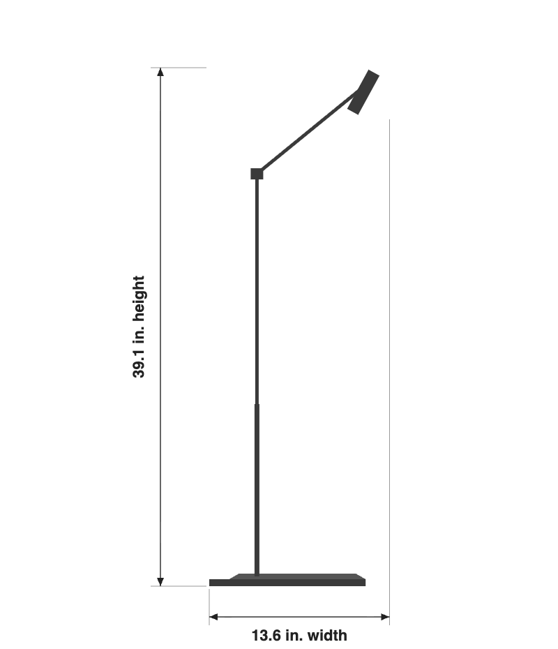 Ponte Small floor lamp dimensions: 39.1 inches high, 13.6 inches wide