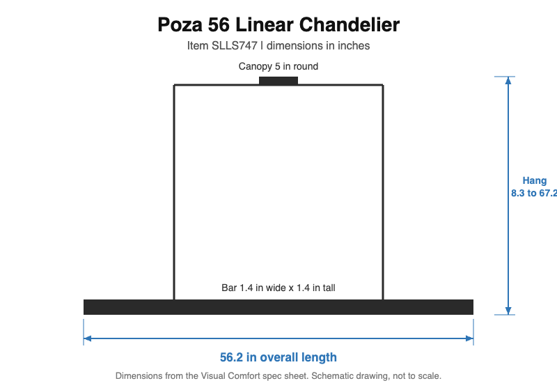 Visual Comfort Poza 56 Linear Chandelier – view 5