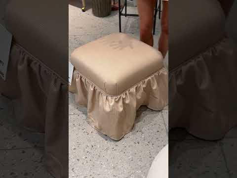 Video: Gertrude Yellow Gingham Performance Linen Skirted Ottoman