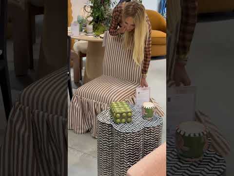 Video: Gertrude Striped Performance Linen Skirted Dining Chair