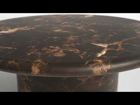 Video: Byron 36" Dark Brown Faux Marble Indoor/Outdoor Concrete Round Coffee Table