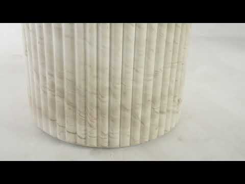 Video: Brut White Marble Pattern Indoor Outdoor Dining Table by TOV Furniture