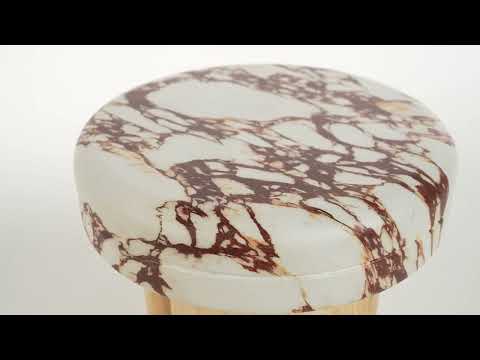 Video: TOV Furniture Sheila Wood and Breccia Capraia Textured Concrete Side Table