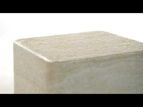 Video: Brut Travertine & Breccia Concrete Indoor / Outdoor Side Table - Weather Resist