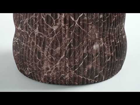 Video: Cilla Red Faux Levanto Marble Indoor/Outdoor Concrete Side Table