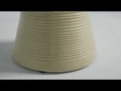 Video: Fern Beige Textured Faux Plaster Concrete Indoor / Outdoor 47" Round Dining Table