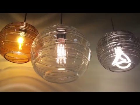 Besa Wave 10 Rope Glass Globe Pendant, Cable Hung video