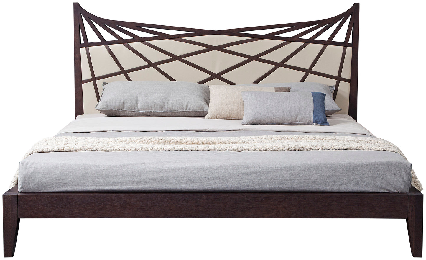 Modrest Prism Modern Brown and Beige Bonded Leather Bed