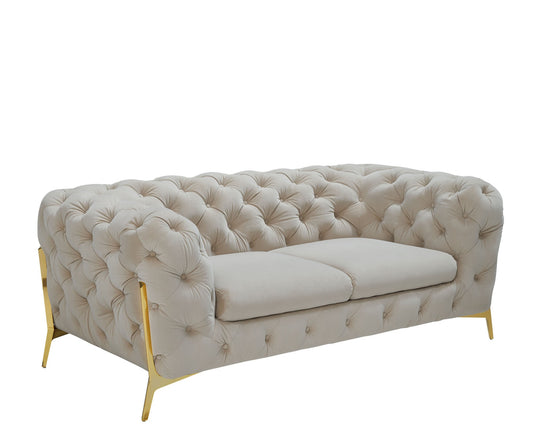 Divani Casa Quincey Transitional Beige Velvet Loveseat