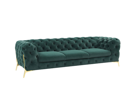 Divani Casa Quincey Transitional Emerald Green Velvet Sofa