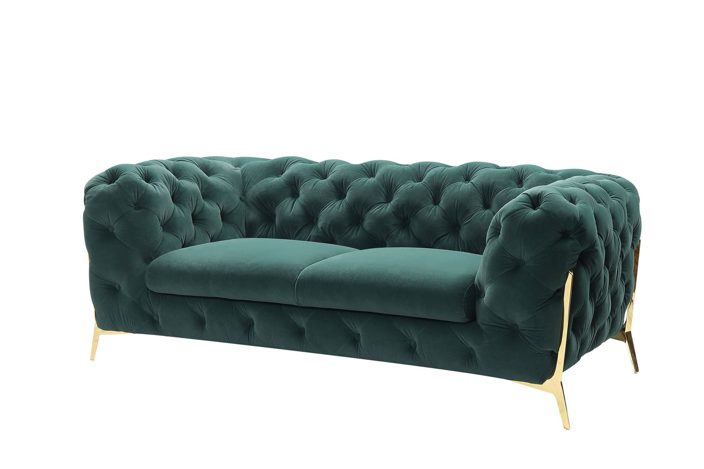 Divani Casa Quincey Transitional Emerald Green Velvet Loveseat