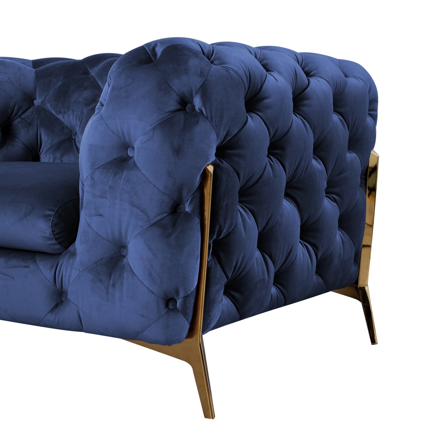 Divani Casa Quincey Transitional Blue Velvet Loveseat