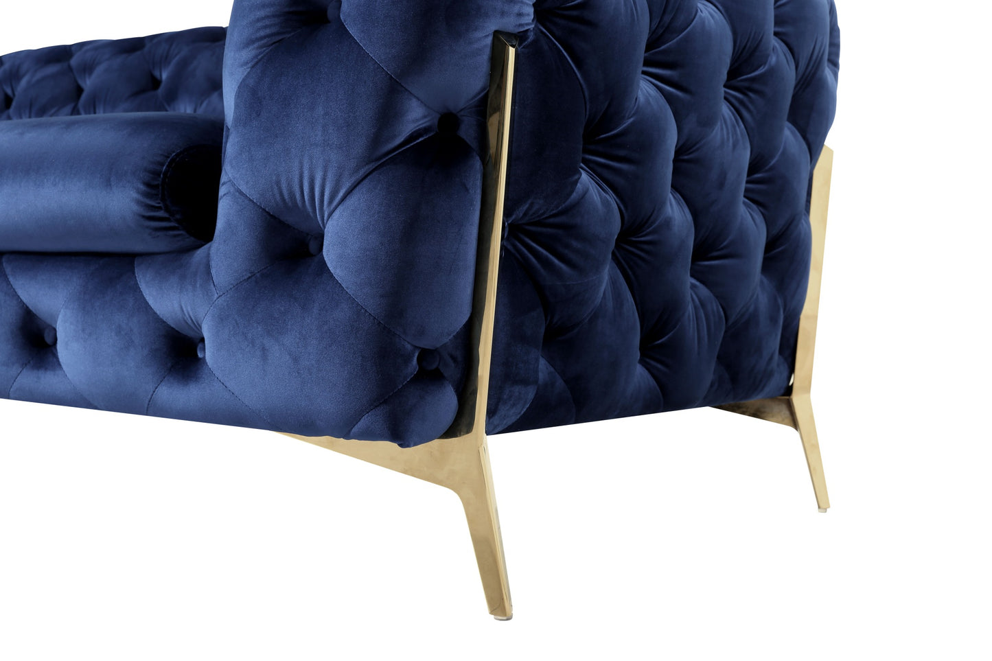 Divani Casa Quincey Transitional Blue Velvet Loveseat