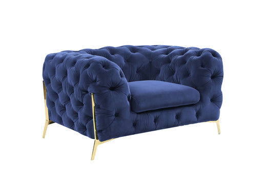 Divani Casa Quincey Transitional Blue Velvet Chair