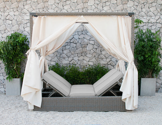 Renava Marin Outdoor Beige Canopy Sunbed