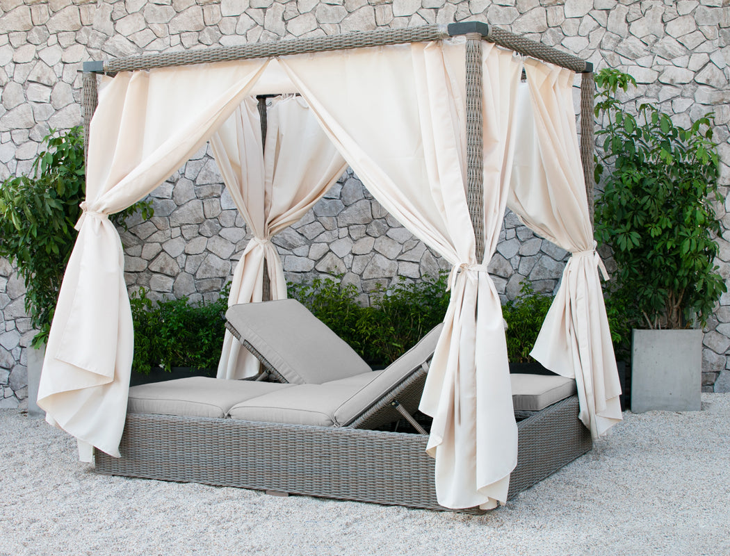 Renava Marin Outdoor Beige Canopy Sunbed