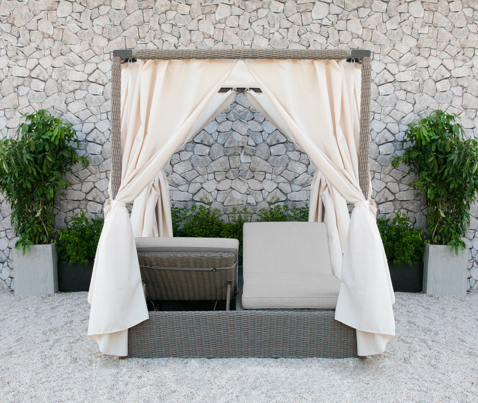 Renava Marin Outdoor Beige Canopy Sunbed