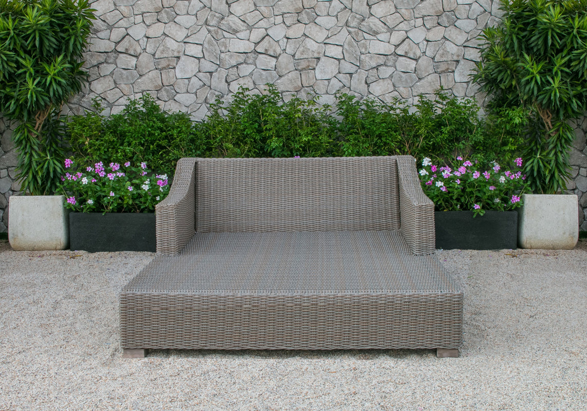 Renava Pismo Outdoor Beige Wicker Sunbed