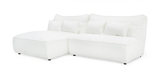 Divani Casa Racine Modern White Fabric Modular Sectional Sofa