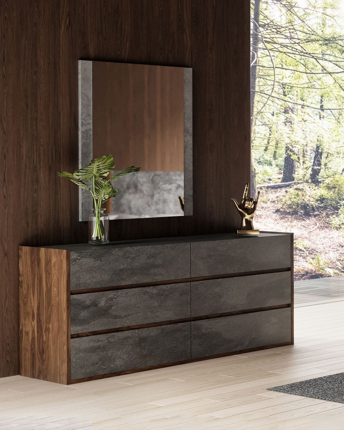 Nova Domus Rado Modern Walnut and Stucco Dresser