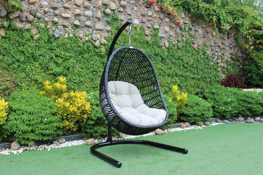 Renava Havana Outdoor Black and Beige Hanging Chair