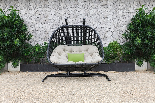 Renava San Juan Outdoor Black and Beige Hanging Chair