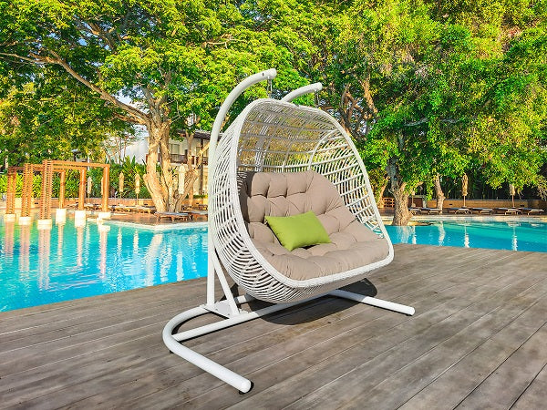 Renava San Juan Outdoor White and Beige Hanging Chair