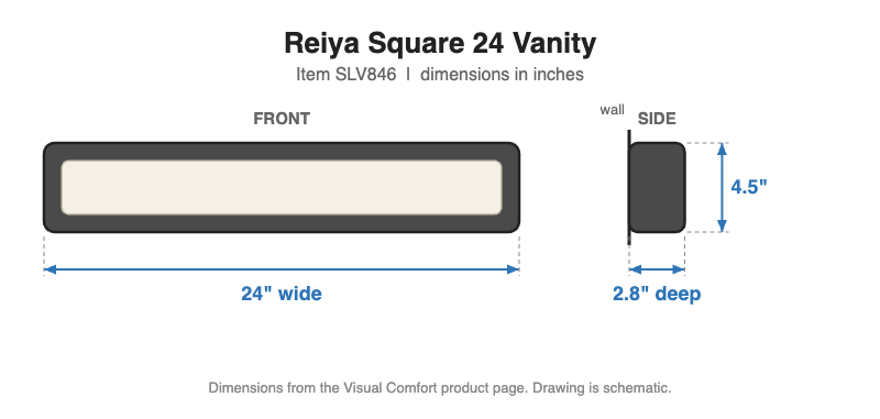 Visual Comfort Reiya Square 24 Vanity – view 3