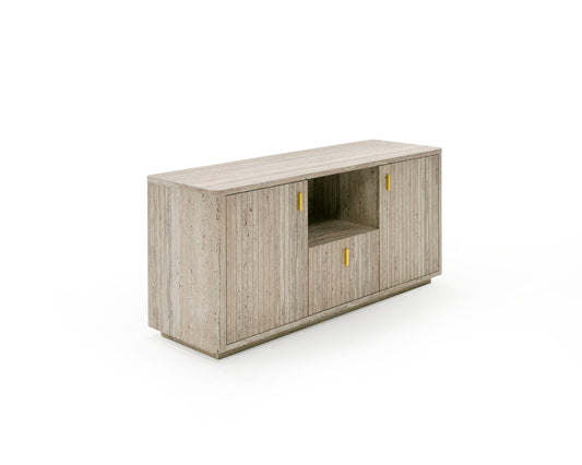 Nova Domus Roma Modern Faux Travertine and Gold File Cabinet