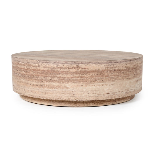 Nova Domus Roma Modern Faux Travertine Round Coffee Table