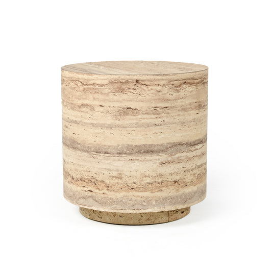 Nova Domus Roma Modern Faux Travertine Round End Table