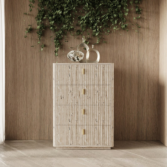 Nova Domus Roma Modern Faux Travertine and Gold Chest