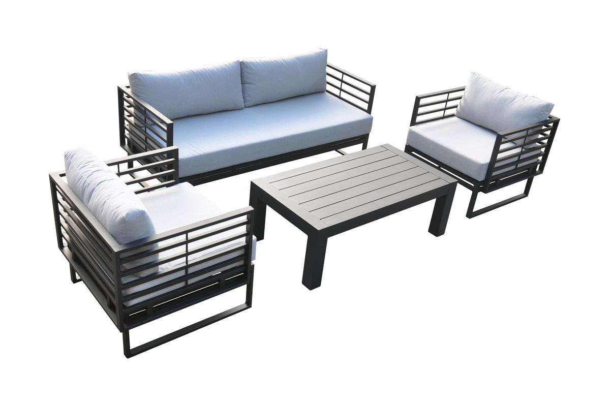 Renava Wharf Outdoor Grey and Black Sofa Set