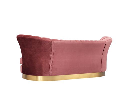 Divani Casa Arvada Modern Pink Velvet and Gold Sofa